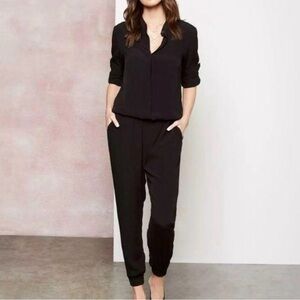 NWT Fifteen Twenty Black Long Sleeved Button Front Jumpsuit Romper Medium